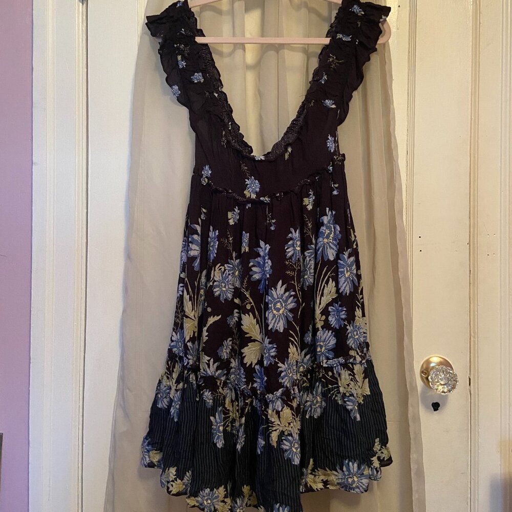 Free People, mini dress, blue floral, size medium